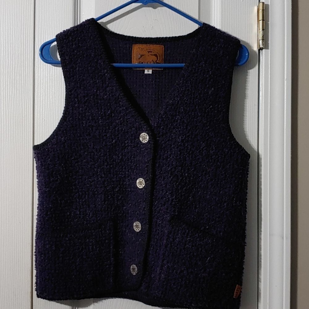 Alps deep purple vintage metal button sweater vest Sz S